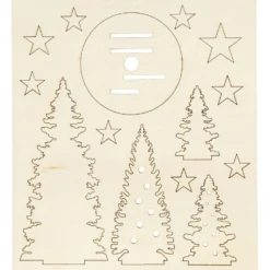 Sätt-ihop-själv träfigurer, julgranar, L: 20 cm, B: 17 cm, tjocklek 3 mm, 1 förp.