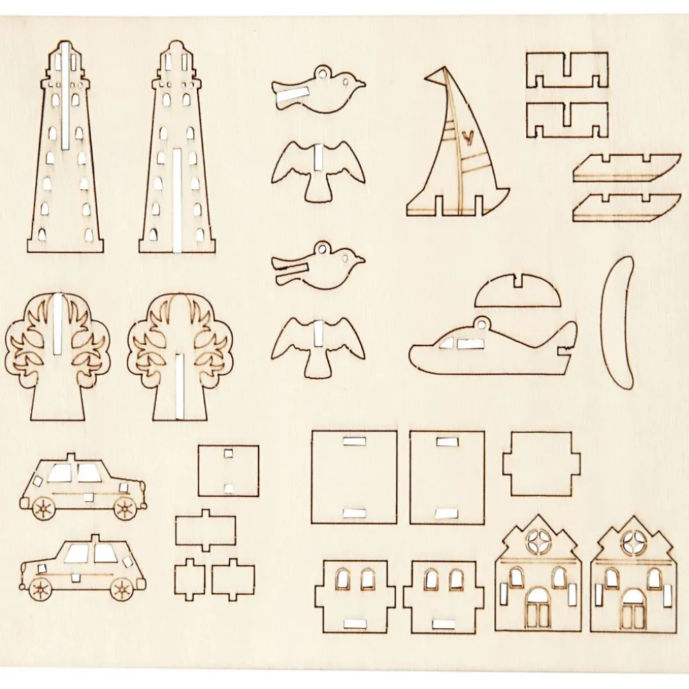 Sätt-ihop-själv träfigurer, vardag, L: 15,5 cm, B: 17 cm, tjocklek 3 mm, 1 förp.
