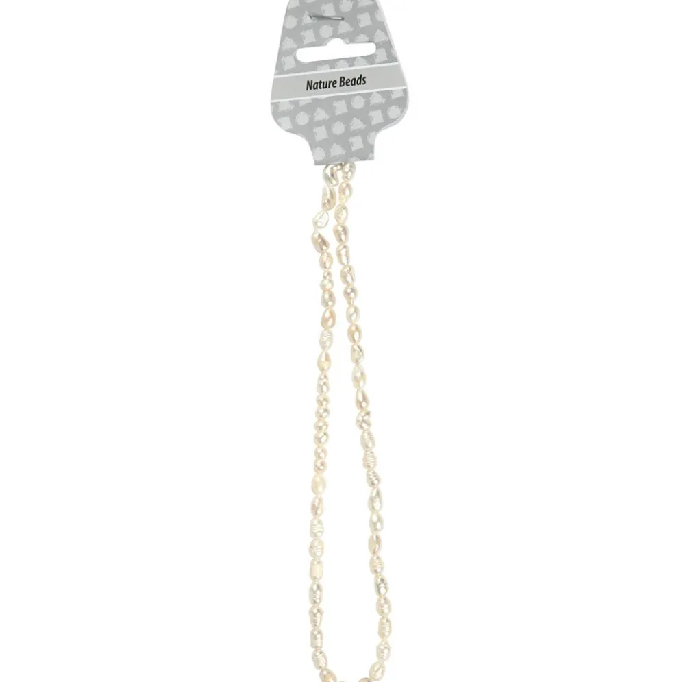Sötvattenspärlor, Dia. 4-7 mm, Hålstl. 1 mm, pärlemor, 40 cm/ 1 förp.