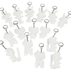 Textilfigurer med nyckelring, stl. 6-10 cm, vit, 15 st./ 1 förp.