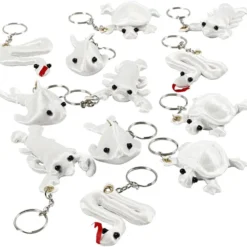 Textilfigurer med nyckelring, stl. 4-8 cm, vit, 4x3 st./ 1 förp.