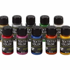 Textilfärg, pärlemor, mixade färger, 10x50 ml/ 1 förp.
