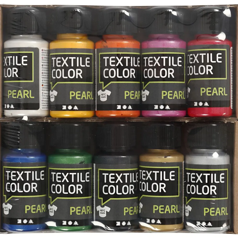 Textilfärg, pärlemor, mixade färger, 10x50 ml/ 1 förp.