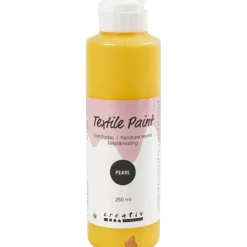 Textilfärg, pärlemor, täckande, gul, 250 ml/ 1 flaska