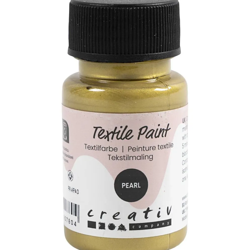 Textilfärg, pärlemor, täckande, guld, 50 ml/ 1 flaska
