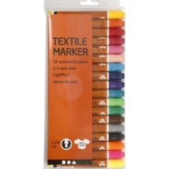 Textilpennor, spets 2-4 mm, mixade färger, 18 st./ 1 förp.