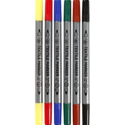 Textiltuschpennor, spets 2,3+3,6 mm, standardfärger, 6 st./ 1 förp.