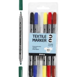Textiltuschpennor, spets 2,3+3,6 mm, standardfärger, 6 st./ 1 förp.