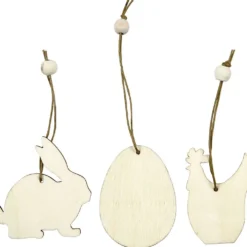 Trädekorationer, Kanin, ägg, höna, stl. 6 cm, tjocklek 3 mm, 200 st./ 1 förp.