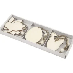 Trädekorationer, kanin, ägg, höna, stl. 6 cm, tjocklek 3 mm, 9 st./ 1 förp.