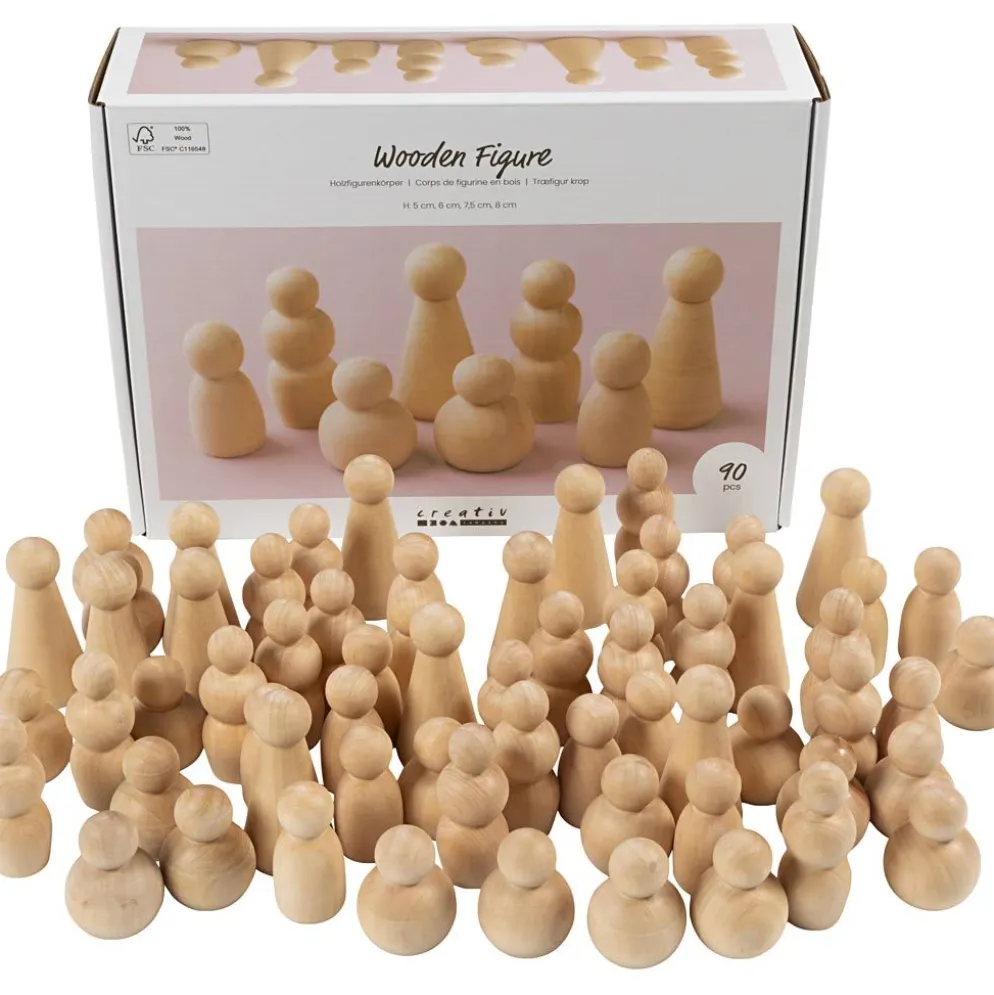 Träfigurskropp, H: 5-8 cm, 90 mix./ 1 förp.