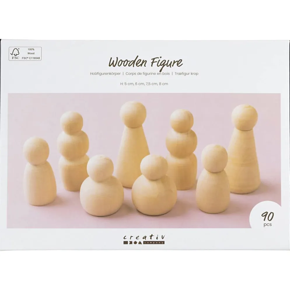 Träfigurskropp, H: 5-8 cm, 90 mix./ 1 förp.