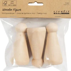Träfigurskropp, Strutformad, H: 8 cm, 3 st./ 1 förp.