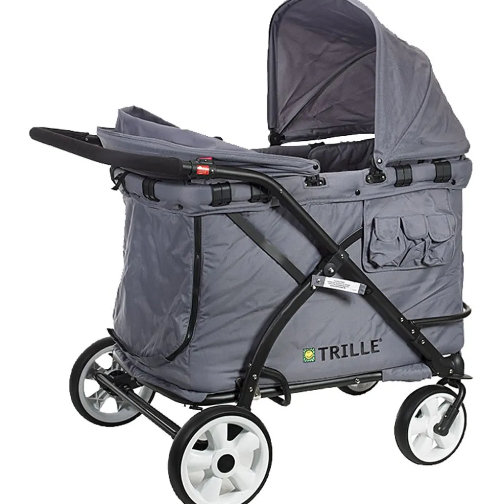 TRILLE Goliat barnvagn med motor, stl. 120x82x97 cm, grå, 1 st.