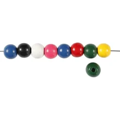 Träpärlor, Dia. 12 mm, Hålstl. 3 mm, ca. 40 mix., mixade färger, 22 g/ 1 förp.