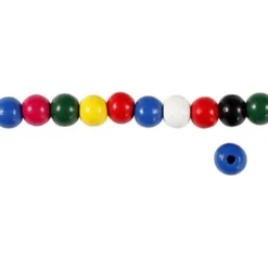 Träpärlor, Dia. 8 mm, Hålstl. 2 mm, ca. 80 st., mixade färger, 15 g/ 1 förp.