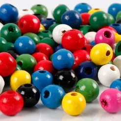 Träpärlor, Dia. 8 mm, Hålstl. 2 mm, ca. 80 st., mixade färger, 15 g/ 1 förp.