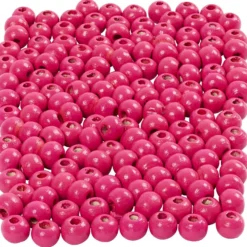 Träpärlor, Dia. 5 mm, Hålstl. 1,5 mm, ca. 150 st., rosa, 150 st., 6 g/ 1 förp.