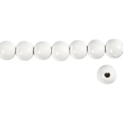 Träpärlor, Dia. 12 mm, Hålstl. 3 mm, ca. 40 st., vit, 22 g/ 1 förp.