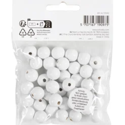 Träpärlor, Dia. 12 mm, Hålstl. 3 mm, ca. 40 st., vit, 22 g/ 1 förp.