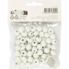 Träpärlor, Dia. 10 mm, Hålstl. 3 mm, ca. 70 st., vit, 20 g/ 1 förp.