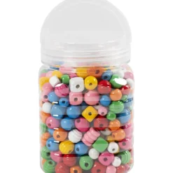Träpärlor, Dia. 5-28 mm, Hålstl. 2,5-3 mm, mixade färger, 400 g/ 1 hink