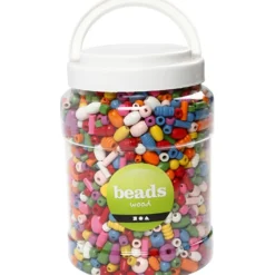 Träpärlor, Dia. 5-28 mm, Hålstl. 2,5-3 mm, mixade färger, 800 g, 2 l/ 1 hink