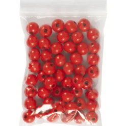 Träpärlor, Dia. 12 mm, Hålstl. 3 mm, röd, 50 st., 44 g/ 1 förp.