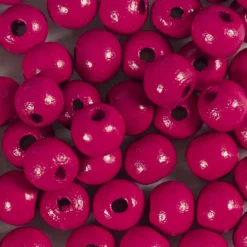 Träpärlor, Dia. 8 mm, Hålstl. 2 mm, rosa, 50 st./ 1 förp.