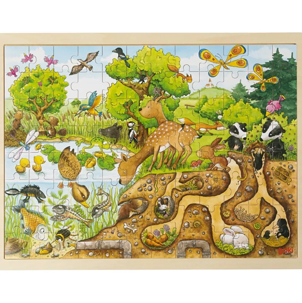 Träpussel, Utforska naturen, stl. 40x30 cm, 96 brickor, 1 st.