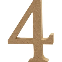 Träsiffra, 4, H: 8 cm, tjocklek 1,5 cm, 1 st.