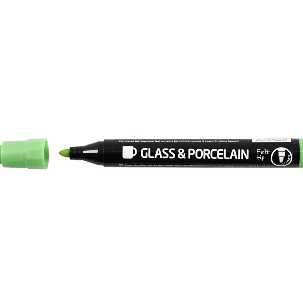 Tuschpennor för Glas och Porslin, spets 1-3 mm, semi opaque, 12 st./ 1 förp.