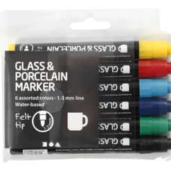 Tuschpennor för Glas och Porslin, spets 1-3 mm, semi opaque, 6 st./ 1 förp.