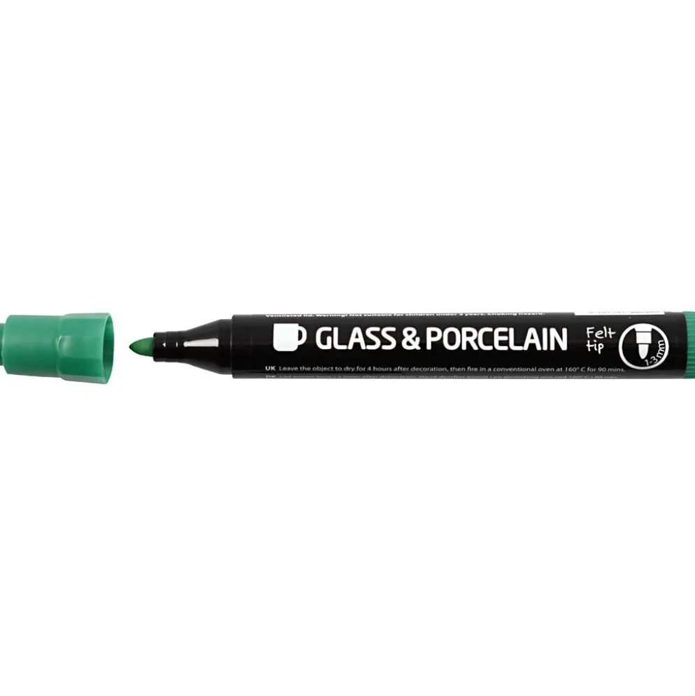 Tuschpennor för Glas och Porslin, spets 1-3 mm, semi opaque, 6 st./ 1 förp.
