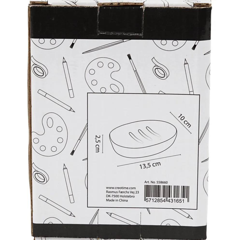 Tvålkopp, H: 2,5 cm, L: 13,5 cm, B: 10 cm, vit, 1 st.