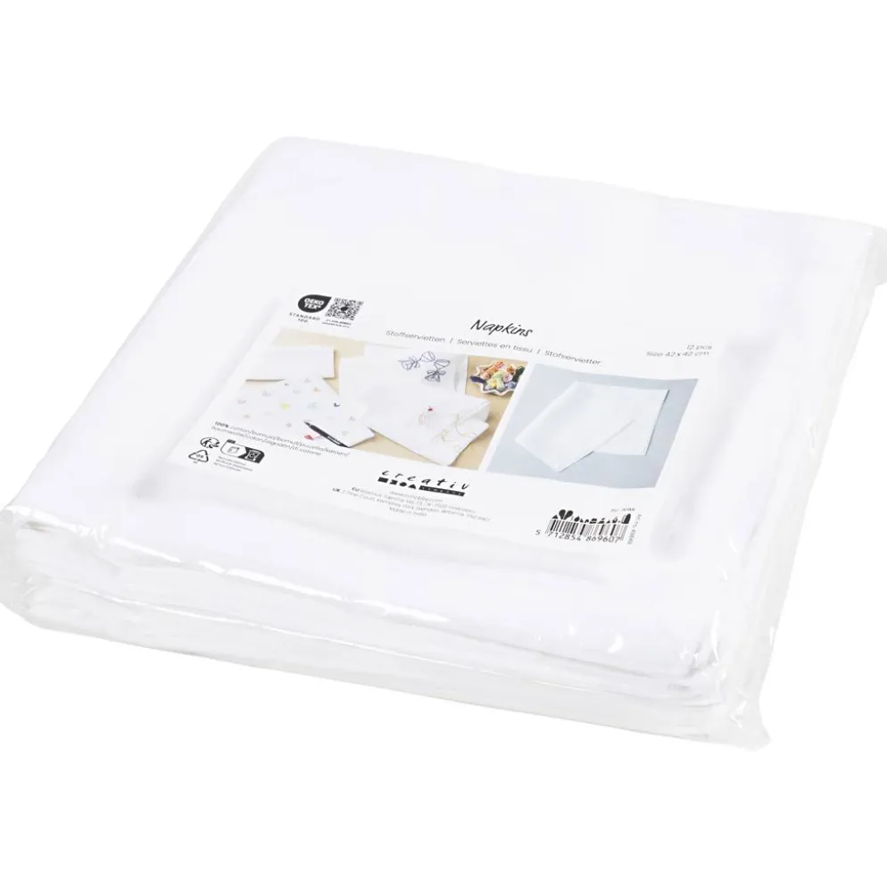 Tygservetter, stl. 42x42 cm, 145 g, vit, 12 st./ 1 förp.