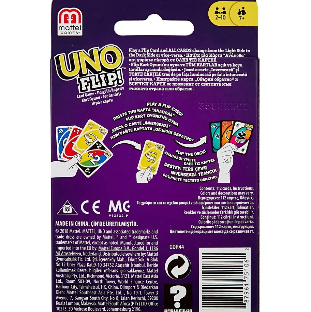 UNO Flip, L: 14 cm, B: 9 cm, DK,NO,SE,FI, 112 delar/ 1 förp.