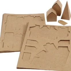 Utstansade hus och träd, H: 5,7-10 Cm cm, 1 set