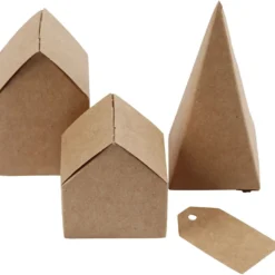 Utstansade hus och träd, H: 5,7-10 Cm cm, 1 set