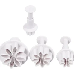 Utsticksform med prägel, blomma, Dia. 2,3+2,8+3,6+4,4 cm, vit, 4 st./ 1 förp.