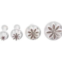 Utsticksform med prägel, blomma, Dia. 2,3+2,8+3,6+4,4 cm, vit, 4 st./ 1 förp.