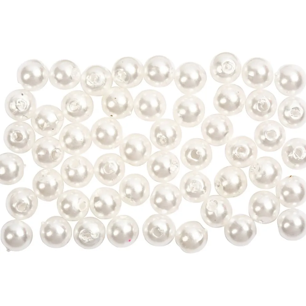 Vaxpärlor, Dia. 5 mm, Hålstl. 0,7 mm, pärlemor, 100 st./ 1 förp.