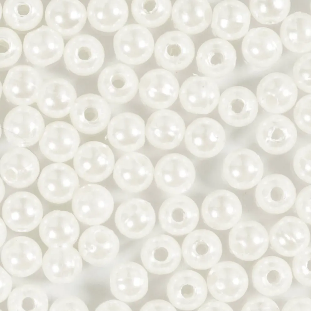 Vaxpärlor, Dia. 5 mm, Hålstl. 1,7 mm, pärlemor, 110 st./ 1 förp.
