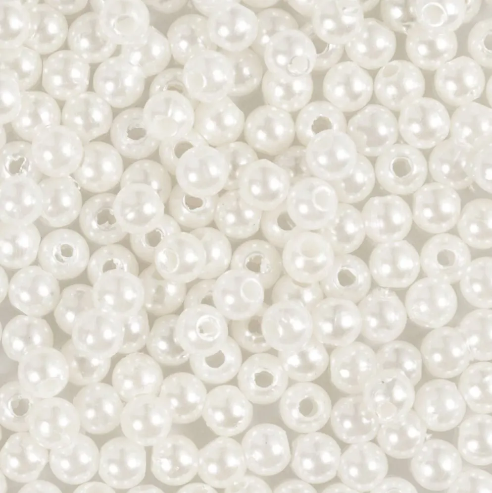 Vaxpärlor, Dia. 4 mm, Hålstl. 1,5 mm, pärlemor, 210 st./ 1 förp.