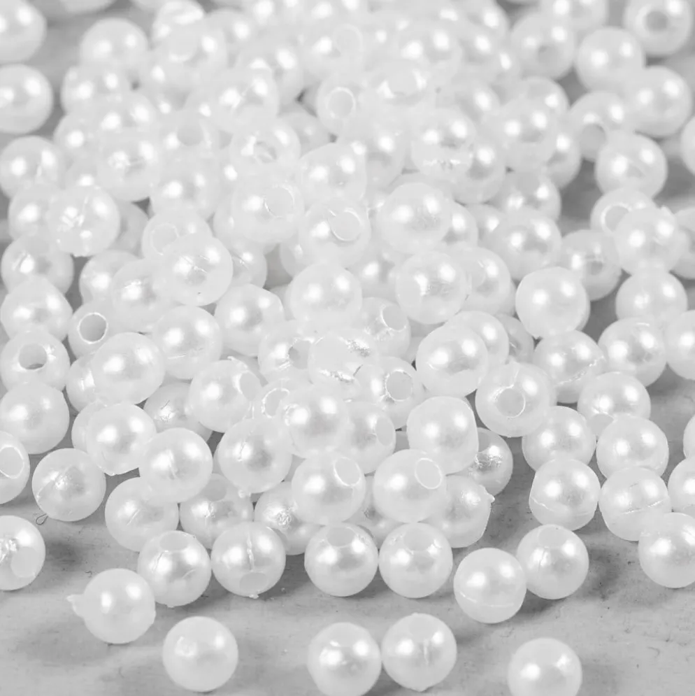 Vaxpärlor, Dia. 4 mm, Hålstl. 1,5 mm, pärlemor, 210 st./ 1 förp.
