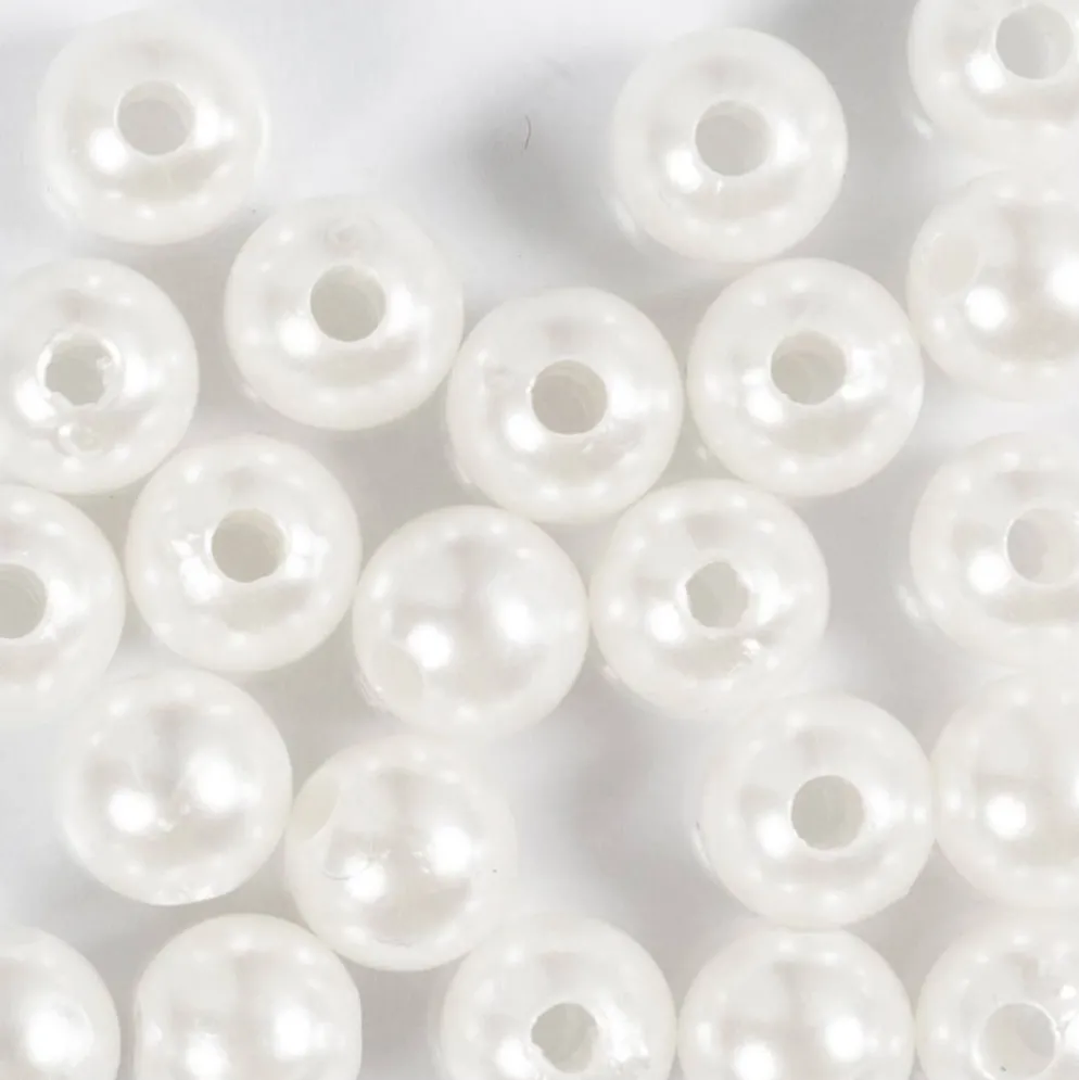 Vaxpärlor, Dia. 8 mm, Hålstl. 2,3 mm, pärlemor, 22 st./ 1 förp.