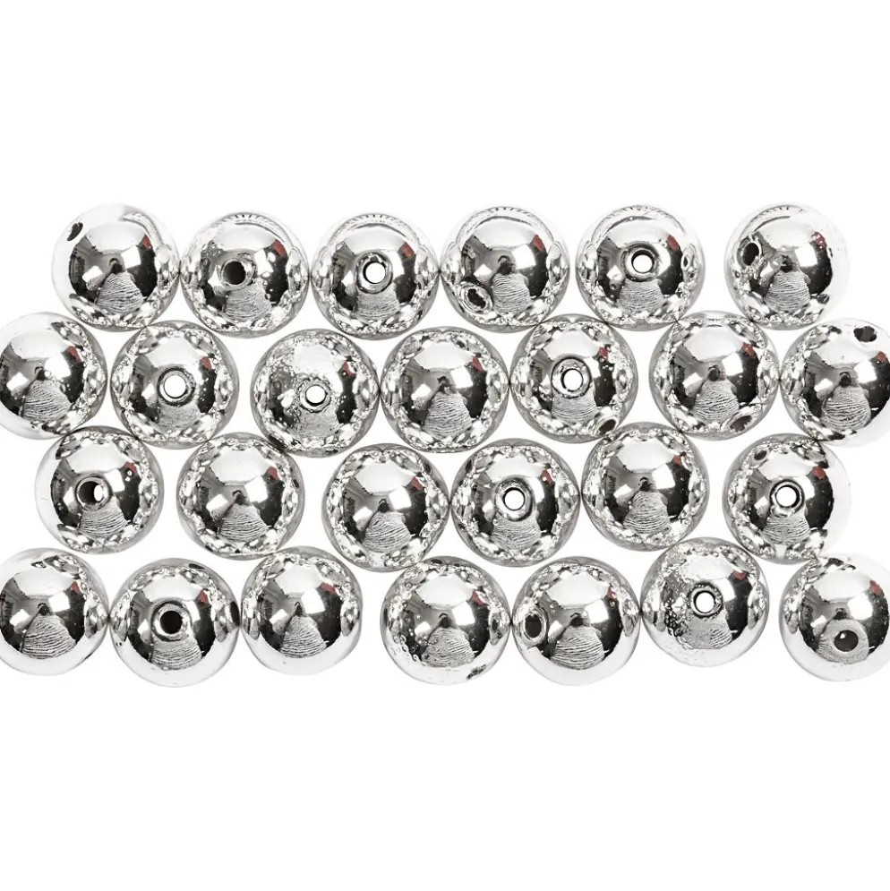 Vaxpärlor, Dia. 8 mm, Hålstl. 1 mm, silver, 50 st./ 1 förp.