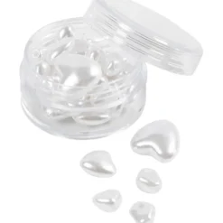 Vaxpärlor, Hjärtan, Dia. 7-13 mm, Hålstl. 1,3-1,5 mm, pärlemor, 32 st./ 1 förp.