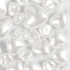 Vaxpärlor, Hjärtan, Dia. 7-13 mm, Hålstl. 1,3-1,5 mm, pärlemor, 32 st./ 1 förp.
