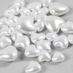 Vaxpärlor, Hjärtan, Dia. 7-13 mm, Hålstl. 1,3-1,5 mm, pärlemor, 32 st./ 1 förp.